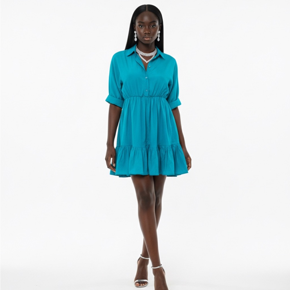 Teal Shirt Summer Dress